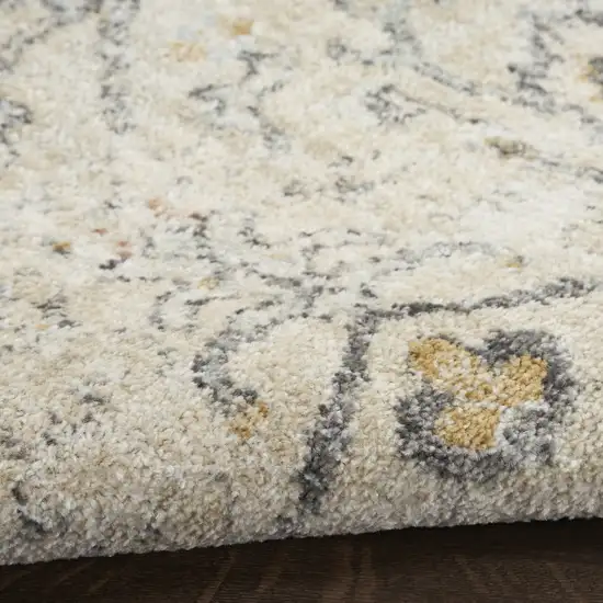 Cream Black And Yellow Floral Distressed Area Rug Photo 8
