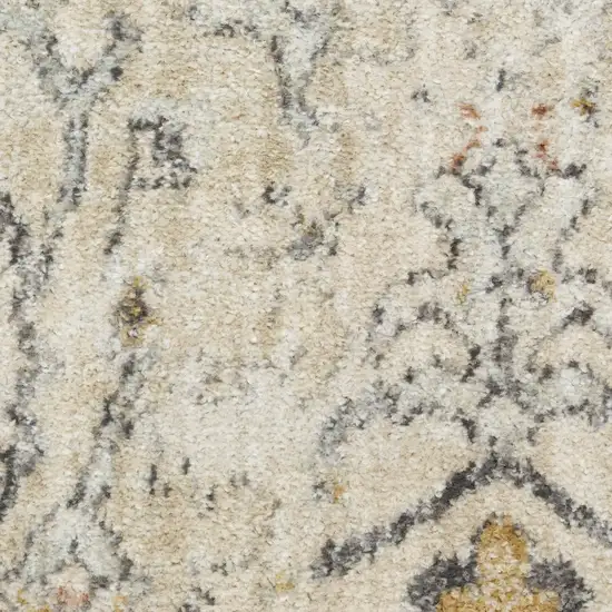 Cream Black And Yellow Floral Distressed Area Rug Photo 3