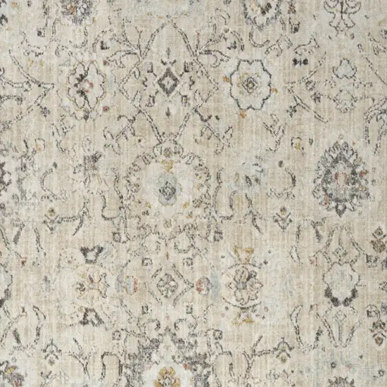 Cream Black And Yellow Floral Distressed Area Rug Photo 8