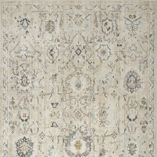 Cream Black And Yellow Floral Distressed Area Rug Photo 9