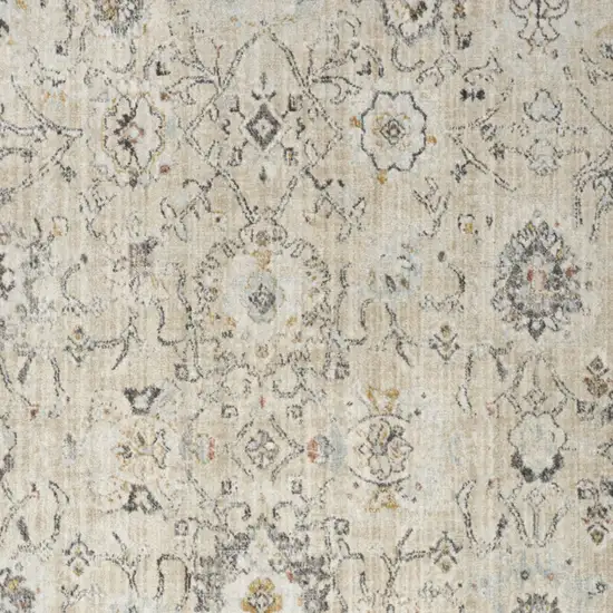 Cream Black And Yellow Floral Distressed Area Rug Photo 8