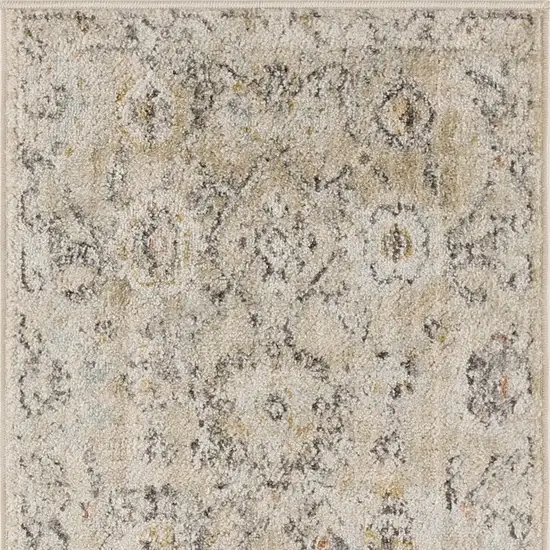 Cream Black And Yellow Floral Distressed Area Rug Photo 5