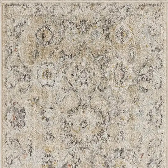 Cream Black And Yellow Floral Distressed Area Rug Photo 3