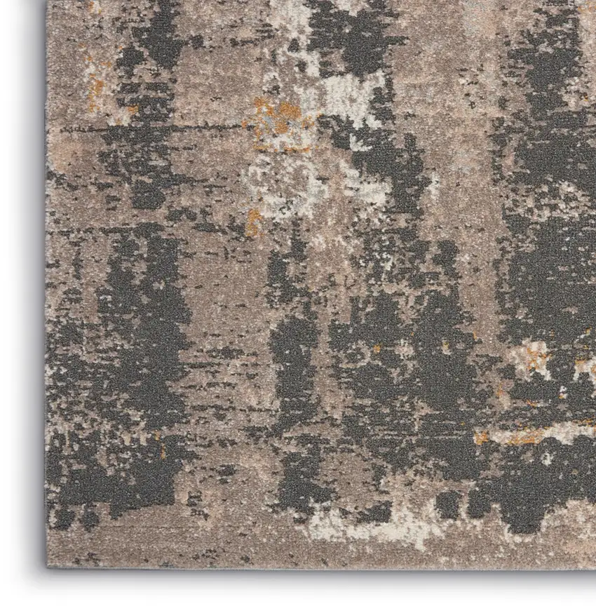 Cream Black and Gray Abstract Area Rug Photo 8