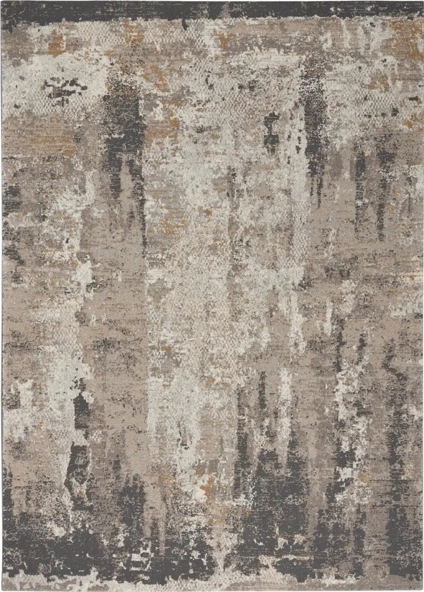 Cream Black and Gray Abstract Area Rug Photo 7
