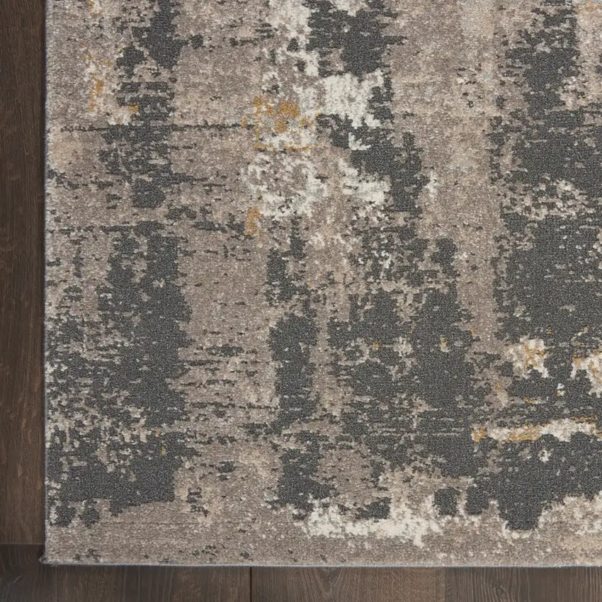 Cream Black and Gray Abstract Area Rug Photo 6