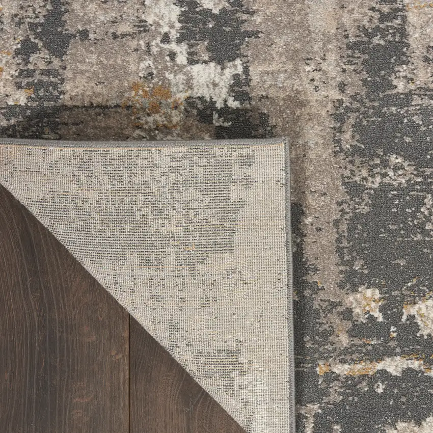 Cream Black and Gray Abstract Area Rug Photo 9