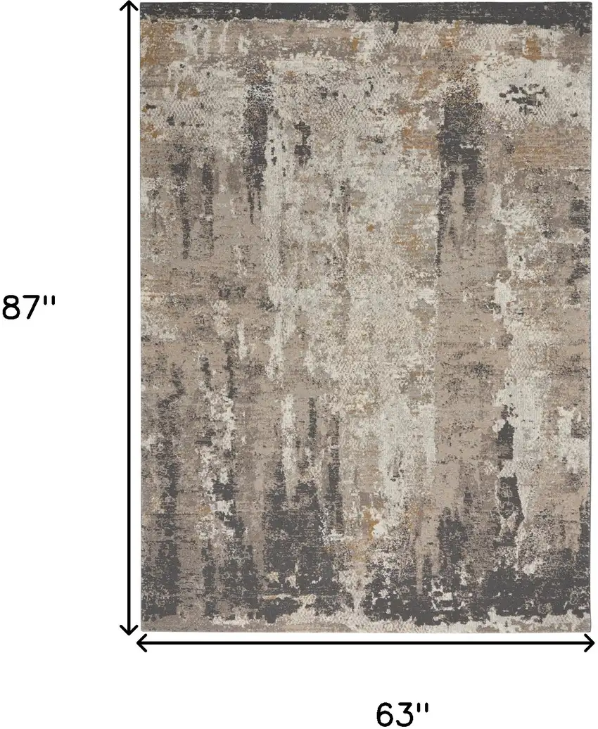 Cream Black and Gray Abstract Area Rug Photo 3