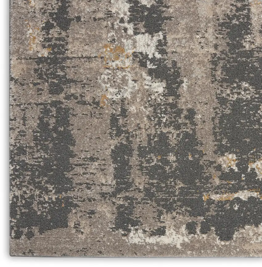 Cream Black and Gray Abstract Area Rug Photo 8