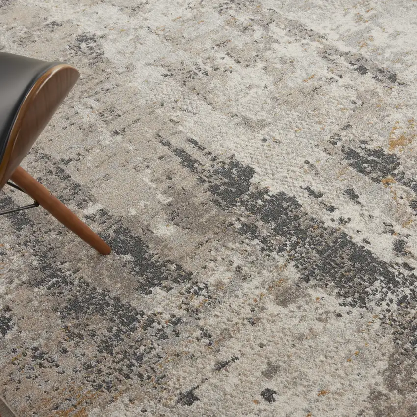 Cream Black and Gray Abstract Area Rug Photo 6