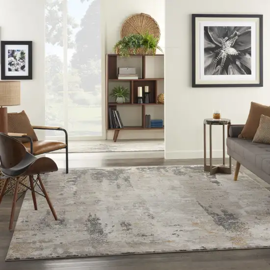 Cream Black and Gray Abstract Area Rug Photo 5