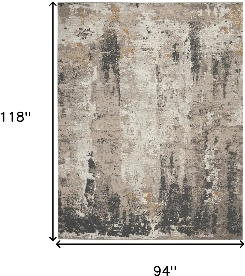 Cream Black and Gray Abstract Area Rug Photo 3