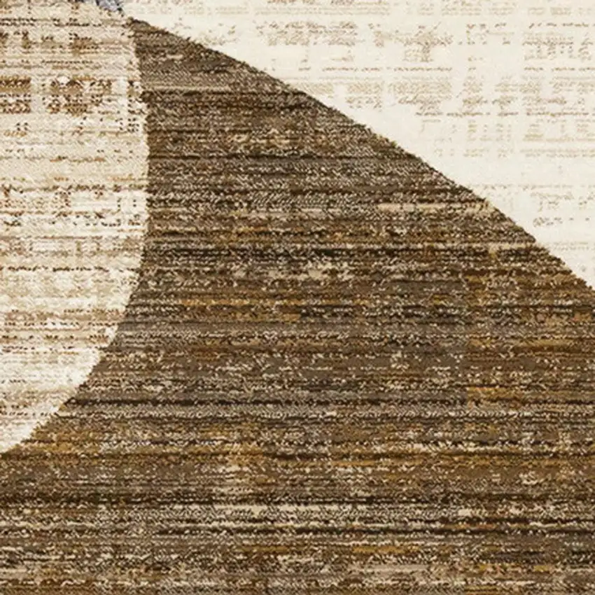 Cream Blue And Brown Abstract Area Rug Photo 4