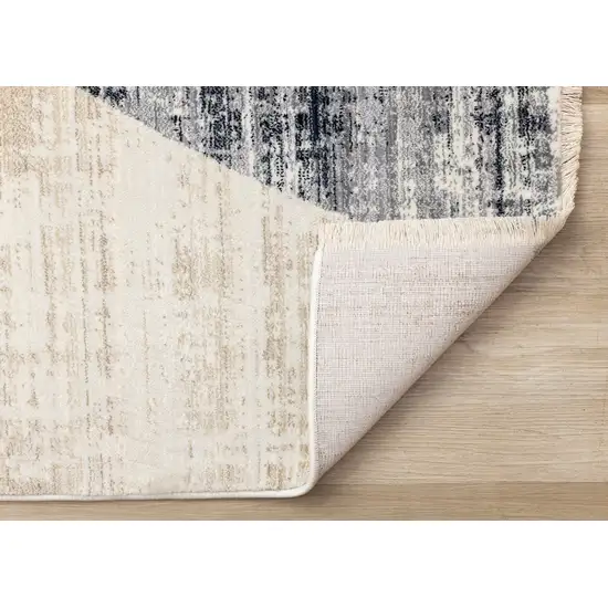 Cream Blue And Brown Abstract Area Rug Photo 9