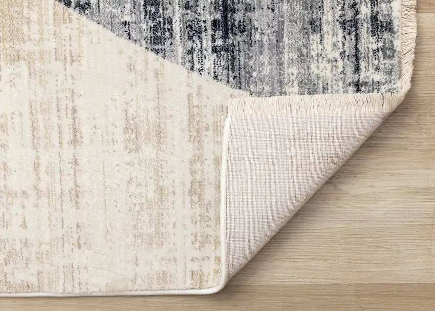 Cream Blue And Brown Abstract Area Rug Photo 9