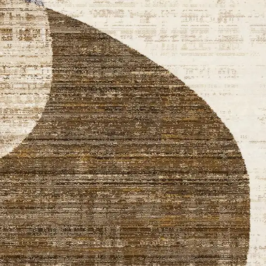 Cream Blue And Brown Abstract Area Rug Photo 5