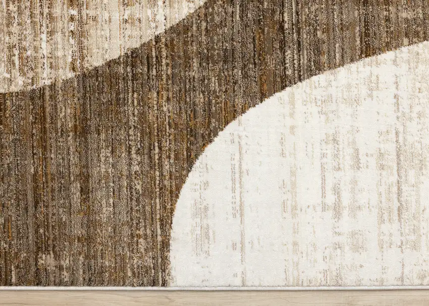 Cream Blue And Brown Abstract Area Rug Photo 9