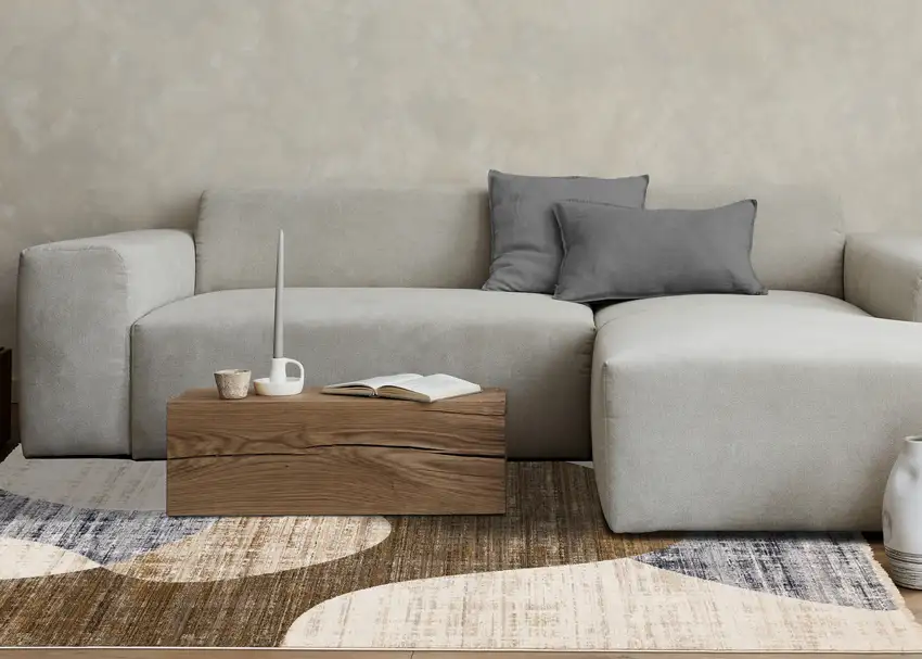 Cream Blue And Brown Abstract Area Rug Photo 7