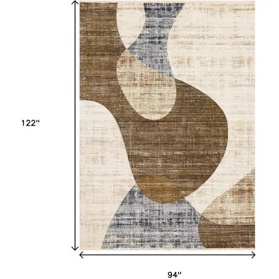 Cream Blue And Brown Abstract Area Rug Photo 3