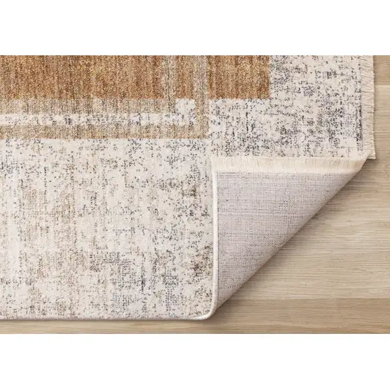 Cream Blue And Brown Geometric Area Rug Photo 9