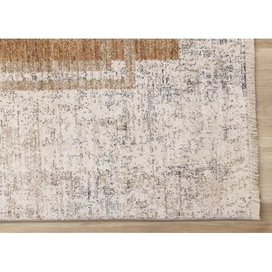 Cream Blue And Brown Geometric Area Rug Photo 8