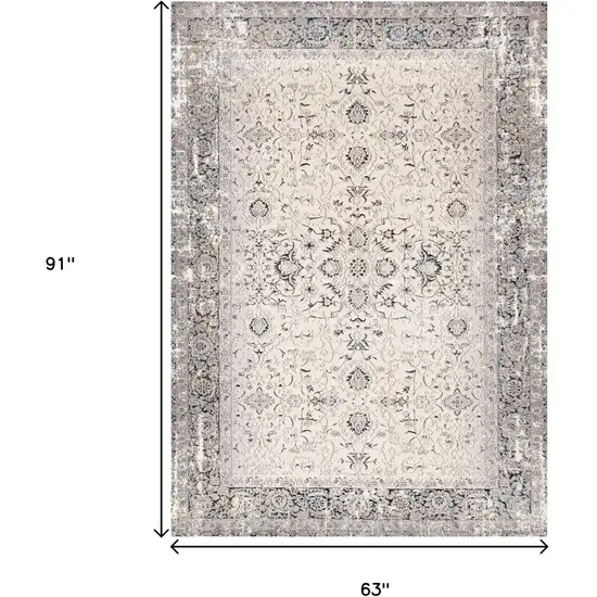 Cream Blue And Gray Medallion Area Rug Photo 3