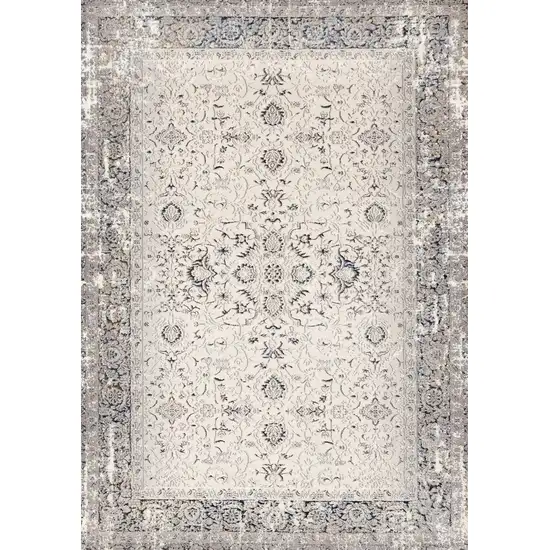 Cream Blue And Gray Medallion Area Rug Photo 2