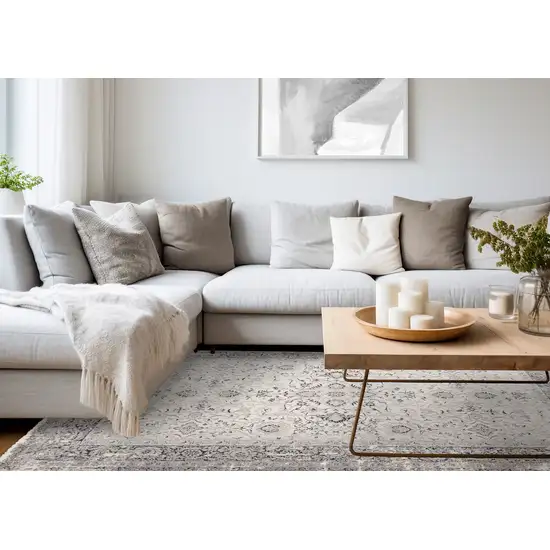 Cream Blue And Gray Medallion Area Rug Photo 7