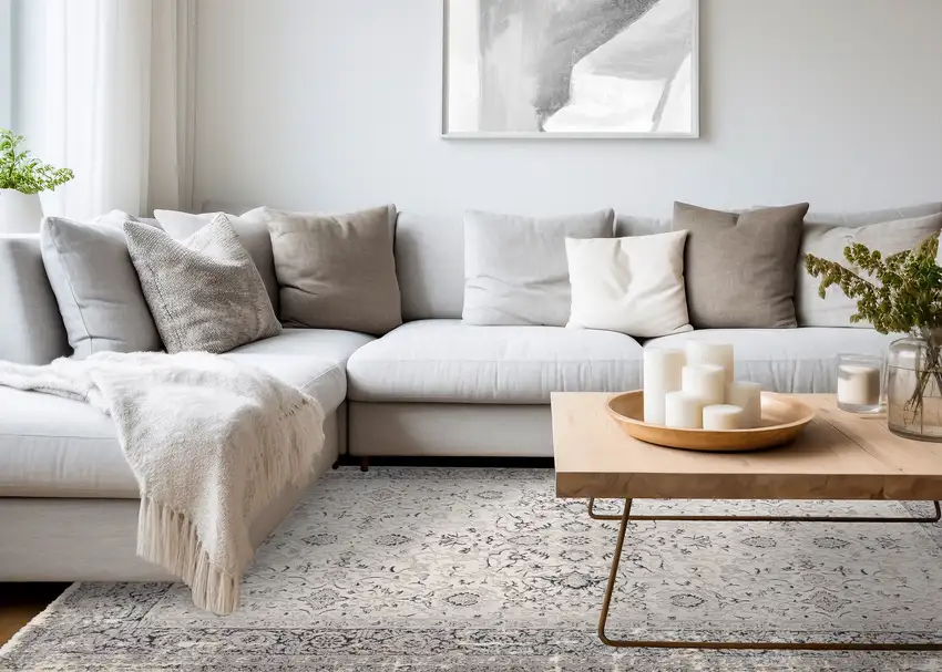 Cream Blue And Gray Medallion Area Rug Photo 7