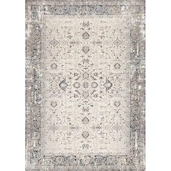 Cream Blue And Gray Medallion Area Rug Photo 5