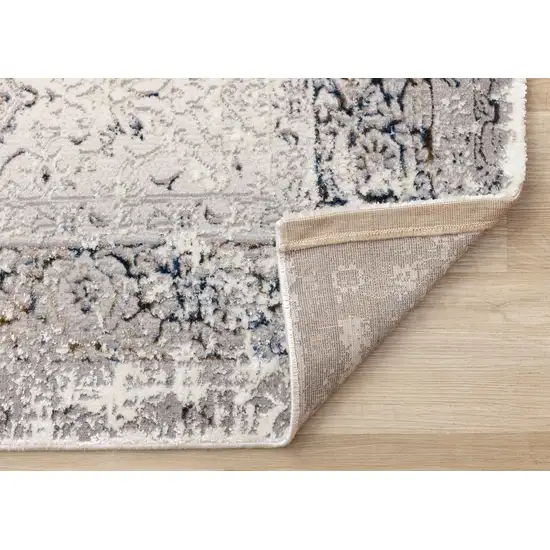 Cream Blue And Gray Medallion Area Rug Photo 8