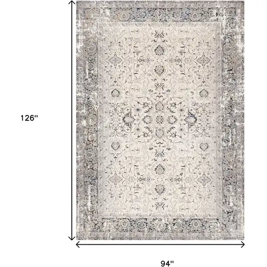 Cream Blue And Gray Medallion Area Rug Photo 3