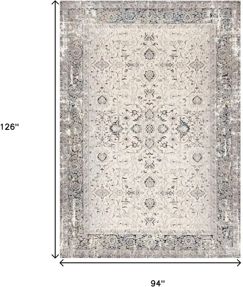 Cream Blue And Gray Medallion Area Rug Photo 3