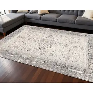 Photo of Cream Blue And Gray Medallion Area Rug