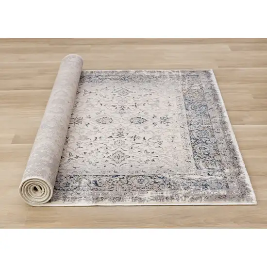Cream Blue And Gray Medallion Area Rug Photo 9