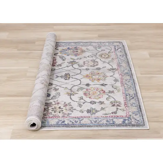 Cream Blue And Green Medallion Area Rug Photo 9