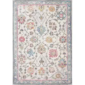 Photo of Cream Blue And Green Medallion Area Rug