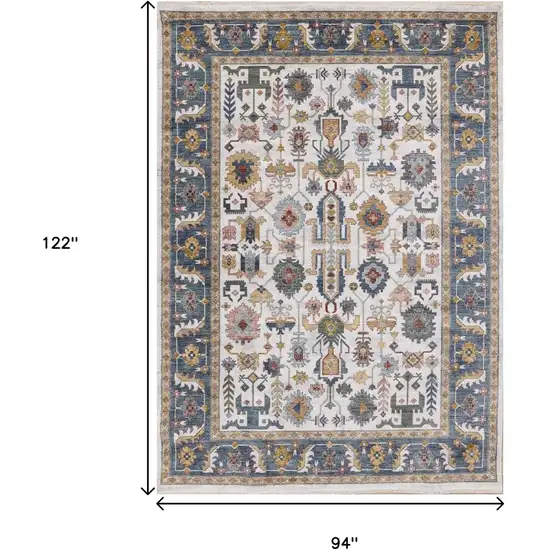 Cream Blue And Green Medallion Area Rug Photo 3