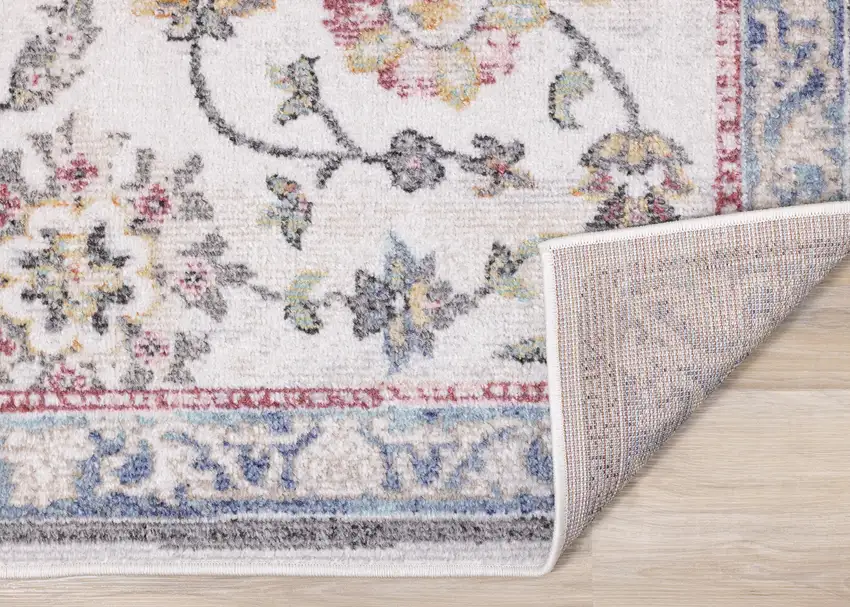 Cream Blue And Green Medallion Area Rug Photo 9