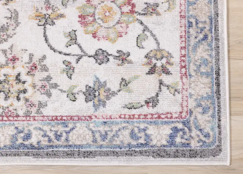 Cream Blue And Green Medallion Area Rug Photo 8