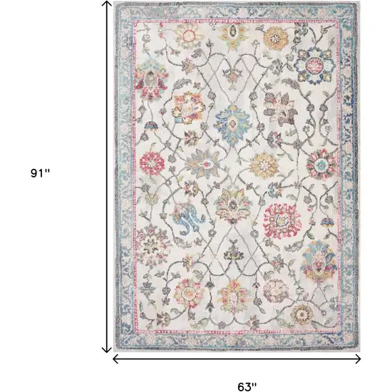 Cream Blue And Green Medallion Area Rug Photo 3