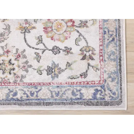 Cream Blue And Green Medallion Area Rug Photo 9