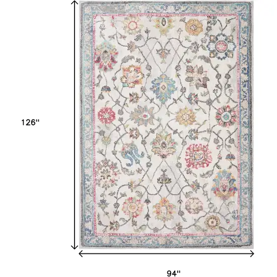 Cream Blue And Green Medallion Area Rug Photo 3