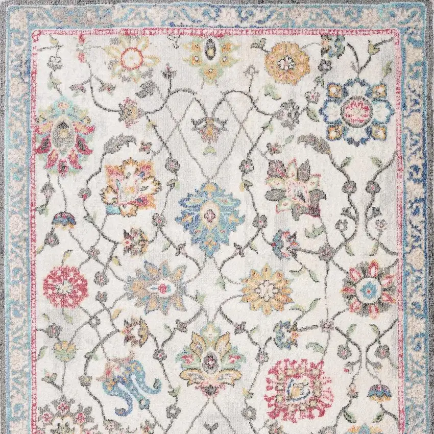 Cream Blue And Green Medallion Area Rug Photo 4