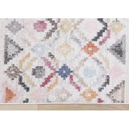 Cream Blue And Green Tribal Area Rug Photo 9