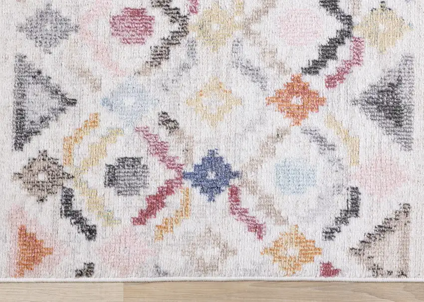 Cream Blue And Green Tribal Area Rug Photo 9