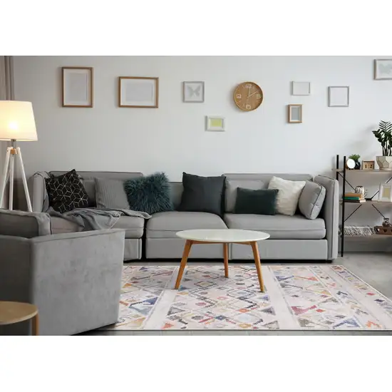 Cream Blue And Green Tribal Area Rug Photo 5