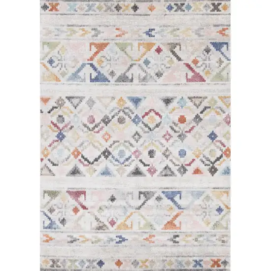 Cream Blue And Green Tribal Area Rug Photo 2