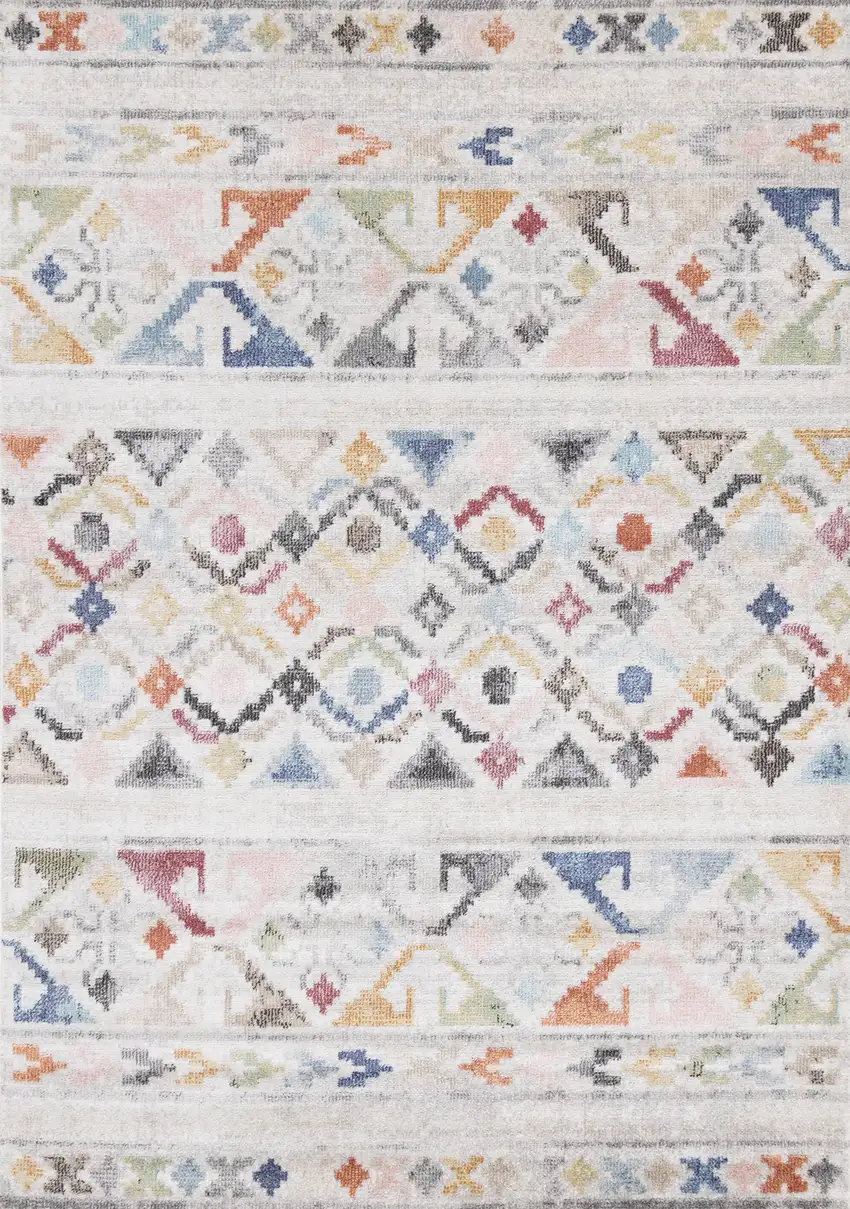 Cream Blue And Green Tribal Area Rug Photo 2