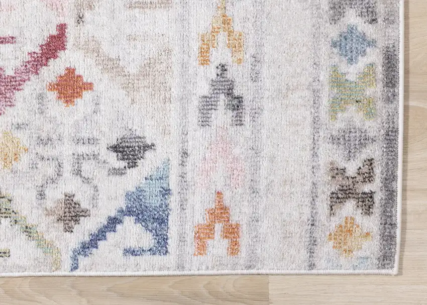 Cream Blue And Green Tribal Area Rug Photo 7